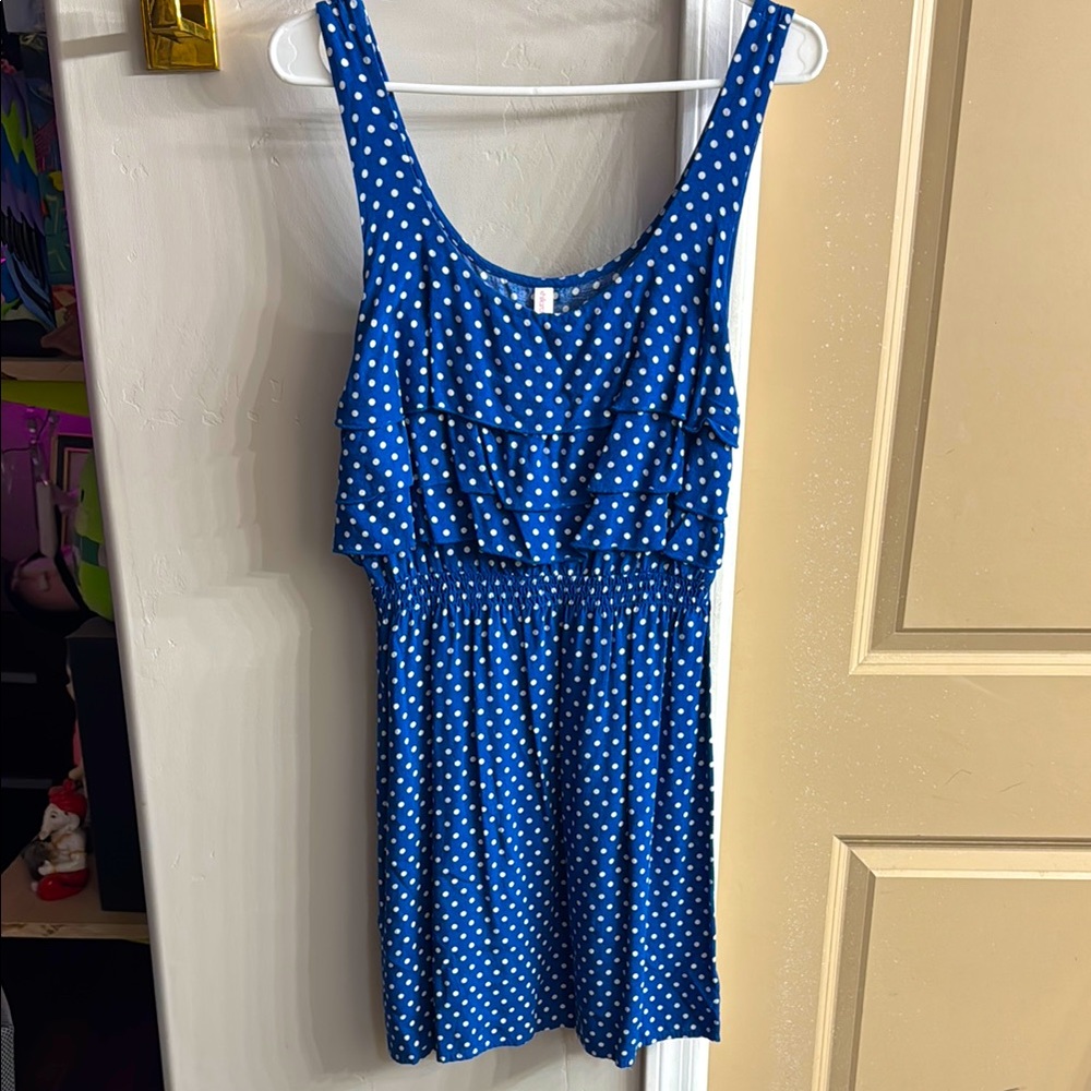 Xhilaration Blue and White Polka Dot One Piece Dress